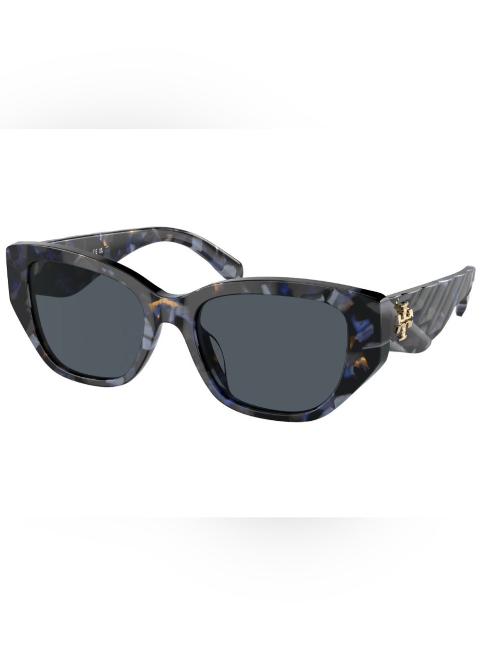 Tory Burch Blue Tortoiseshell Cat-Eye Sunglasses with Dark Lenses
